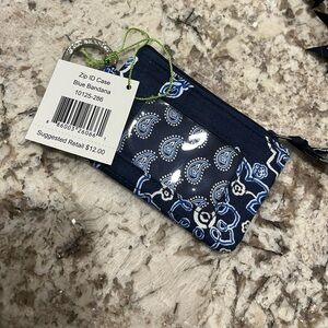 Vera Bradley Blue Bandana Zip ID Case Retired